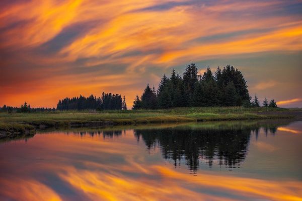Jones, Adam 아티스트의 Sunrise on slough of Silver Salmon Creek-Lake Clark National Park and Preserve-Alaska작품입니다.